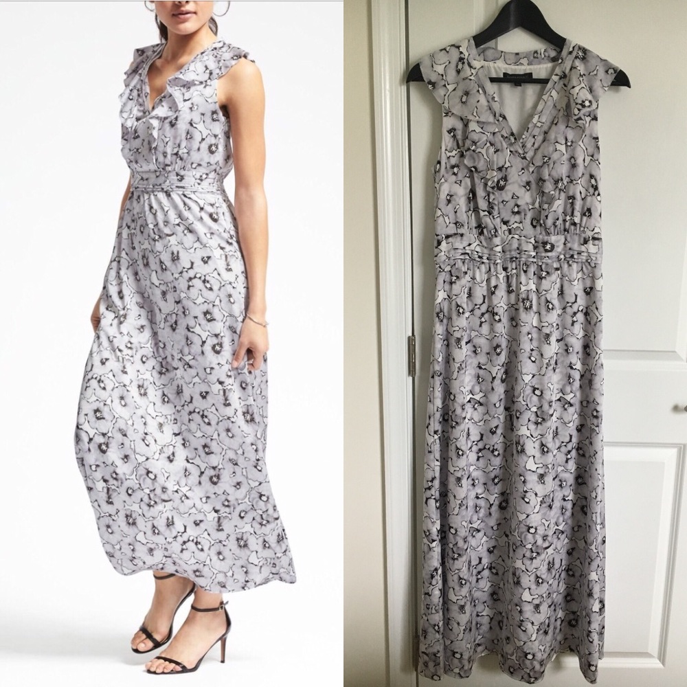 Banana Republic Floral Ruffle-Vee Maxi Dress